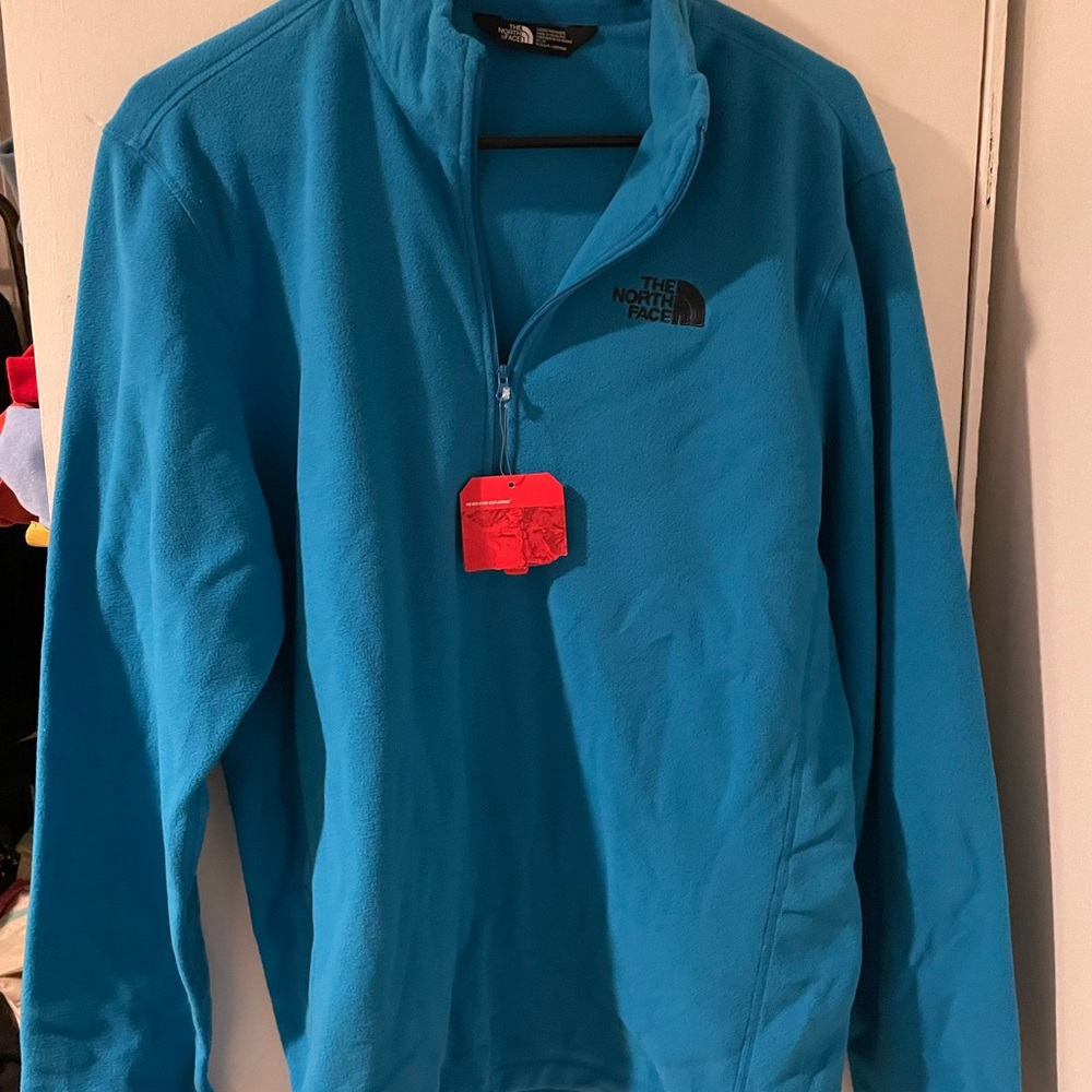 Teal/blue north face fleece quarter zip size medium